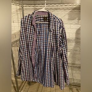 Purple Plaid Men’s Button Down Dress Shirt Size XXL